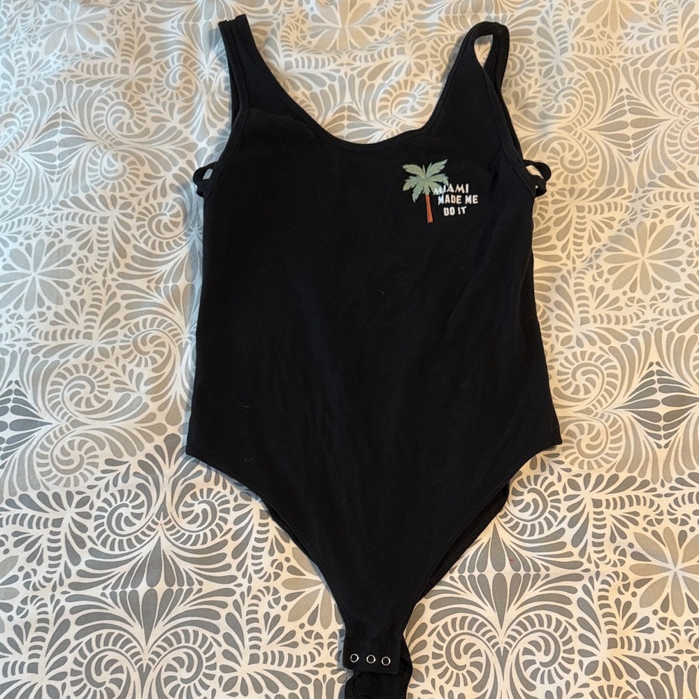PINK Victoria's Secret Black “Miami” Bodysuit Medium